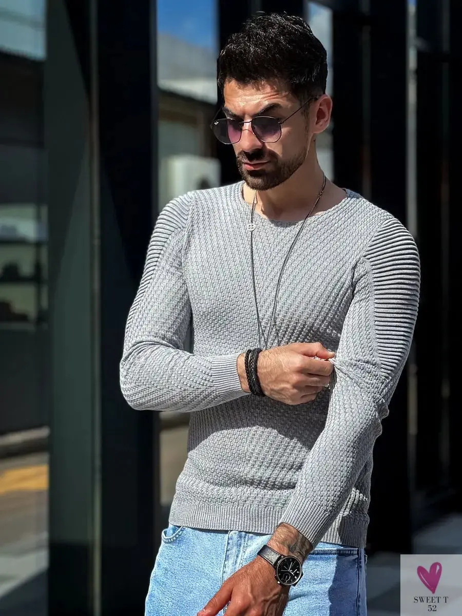 Men's O-Neck Pullover, Solid Color, Long Sleeve, Warm, Slim Sweaters. Men's Sweaters/Male Clothing