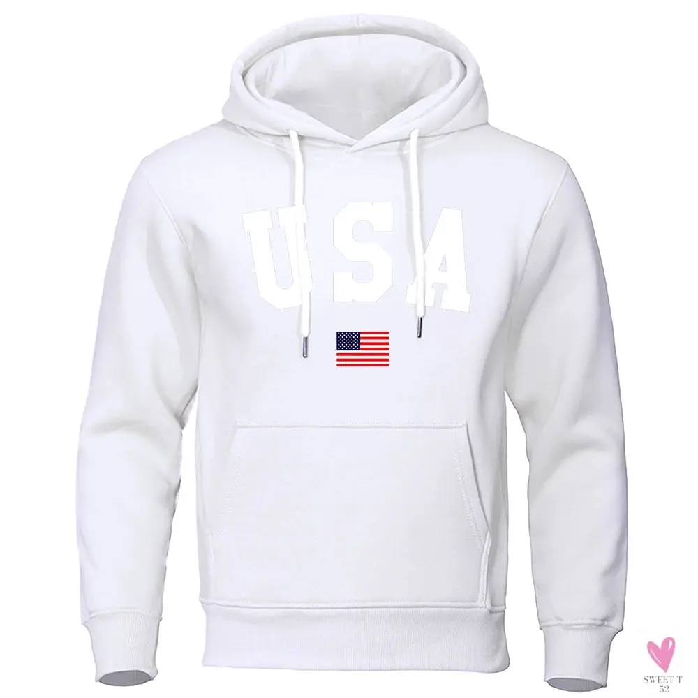 USA Hoodie/Sweatshirt for Men and Women, Anti-Wrinkle, Long Sleeves with Pockets, Pullovers