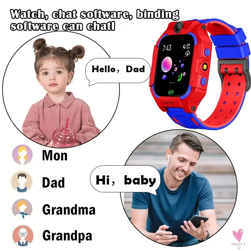 Children's Smart Watch - LBS location tracking, camera, phone, chat, games, SOS