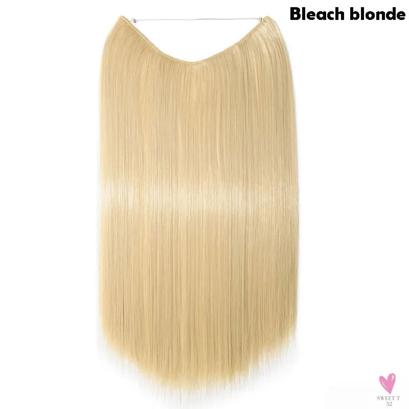 20 inch long synthetic Invisible Wire Clip-In One Piece Hair Extensions, 60 Colors, False Hairpieces For Women and Girls (Cn)