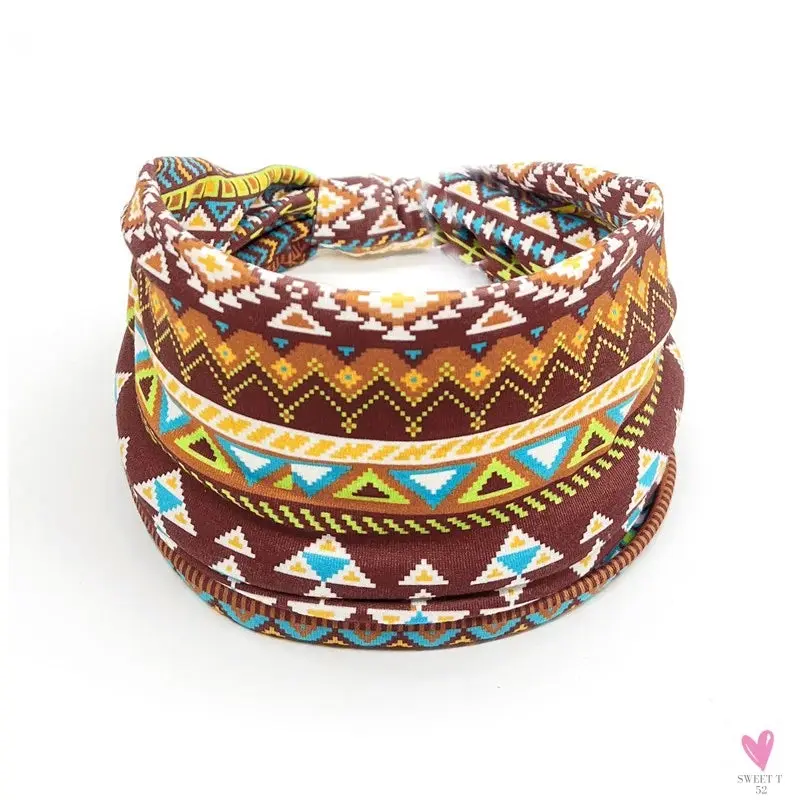 African and Bohemian Twisted Wide Cotton Stretch Headbands for Women & Girls - Headwrap/Turban Headwear, Bandana Headbands