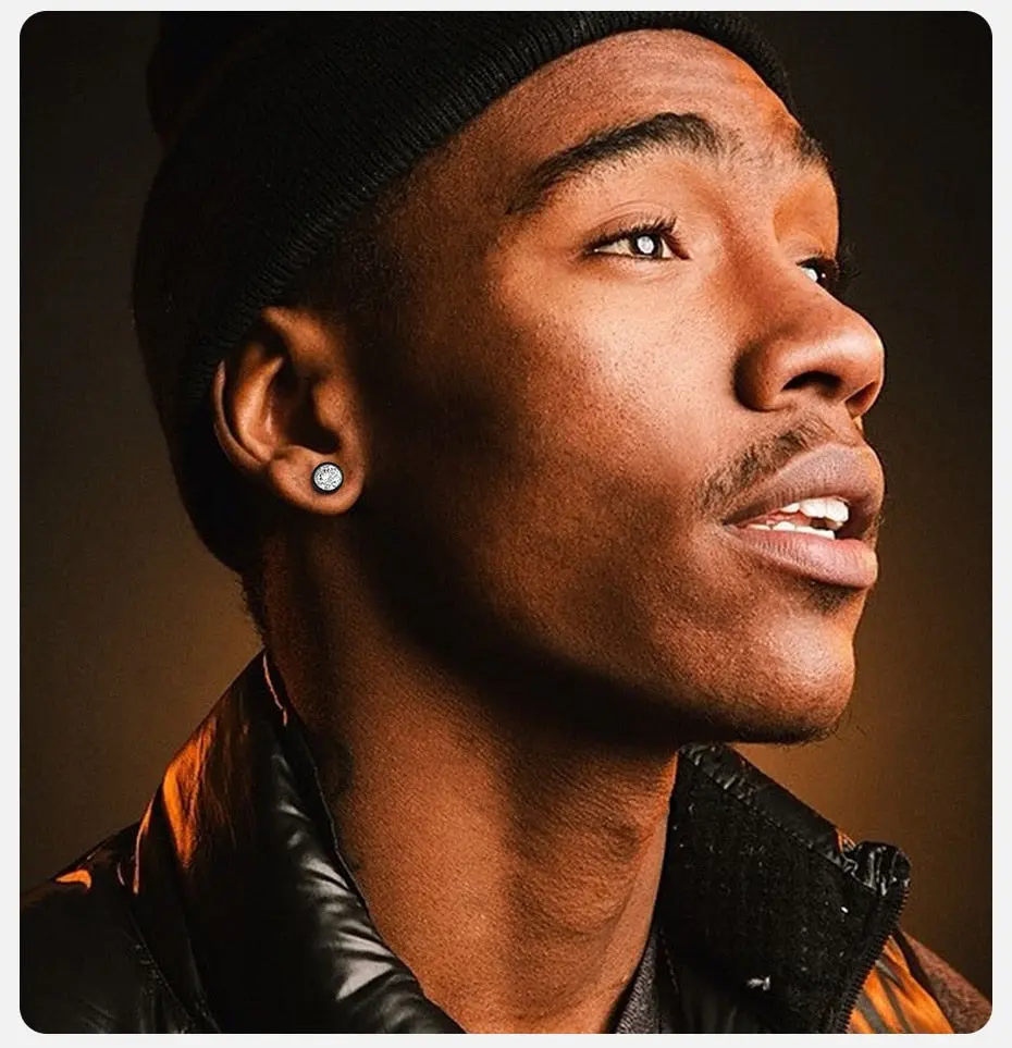 Stud Earrings in Stainless Steel for Men and Women - Hip Hop Earrings