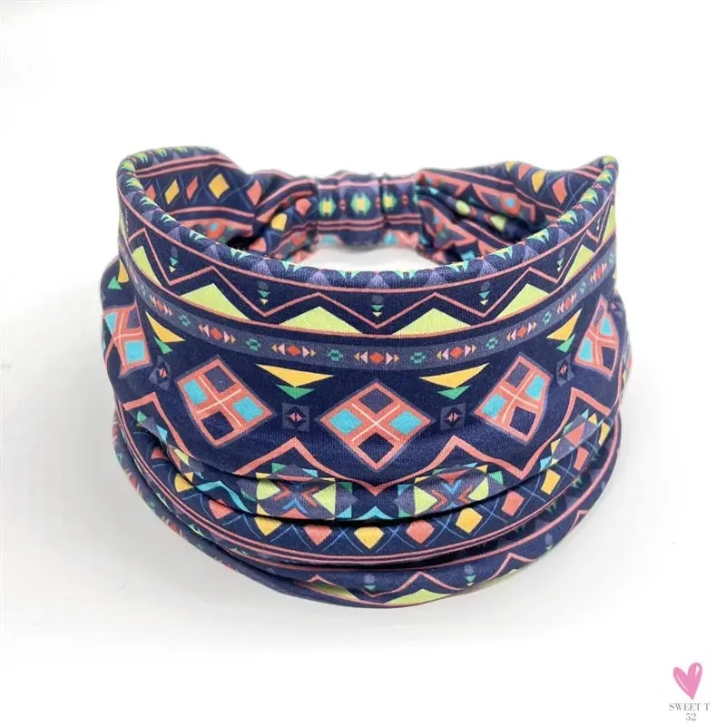 African and Bohemian Twisted Wide Cotton Stretch Headbands for Women & Girls - Headwrap/Turban Headwear, Bandana Headbands