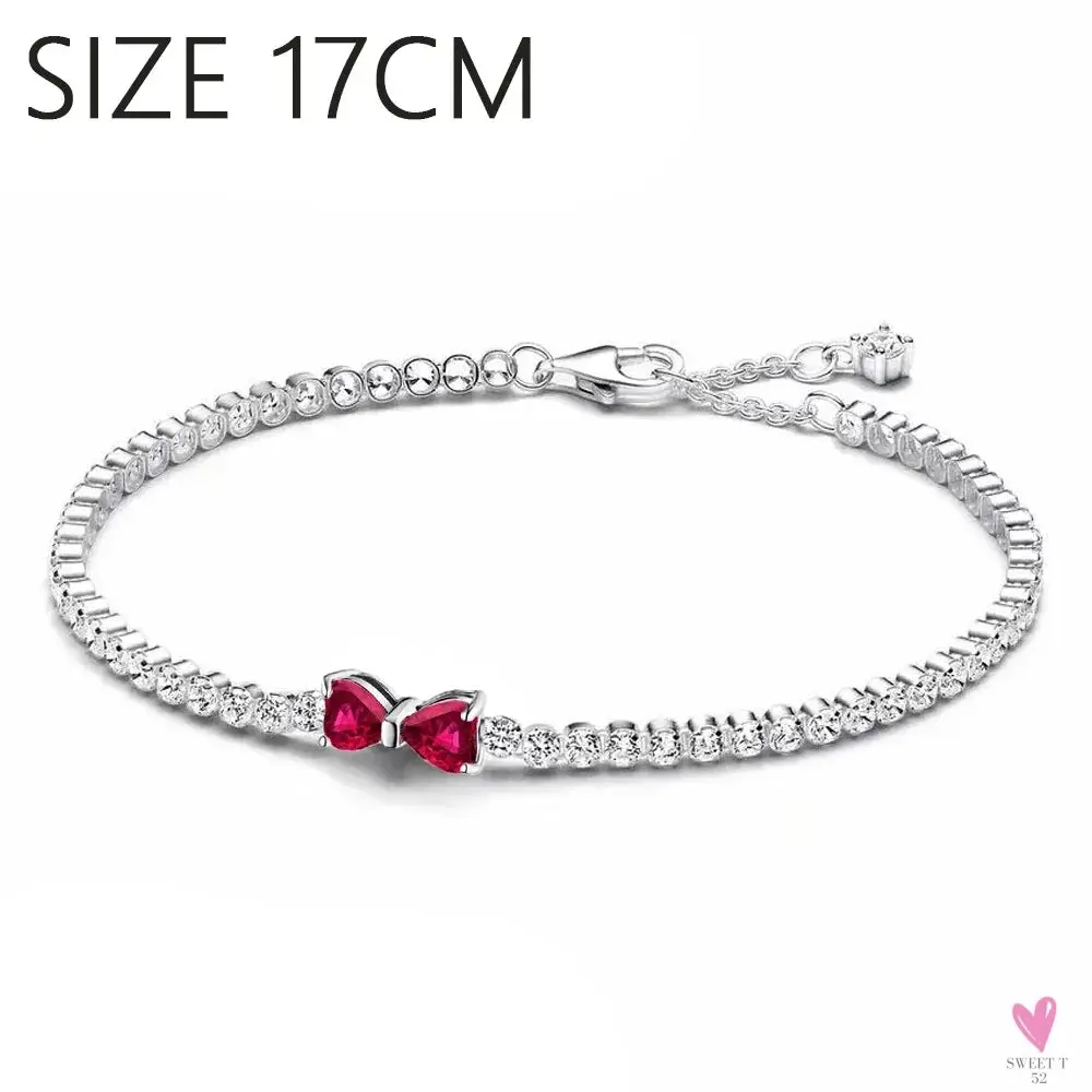 S925 Sterling Silver Valentine's Day Red Series, Red Heart Charm, Bow, Ring, Heart Necklace, Bracelet - DIY for Women