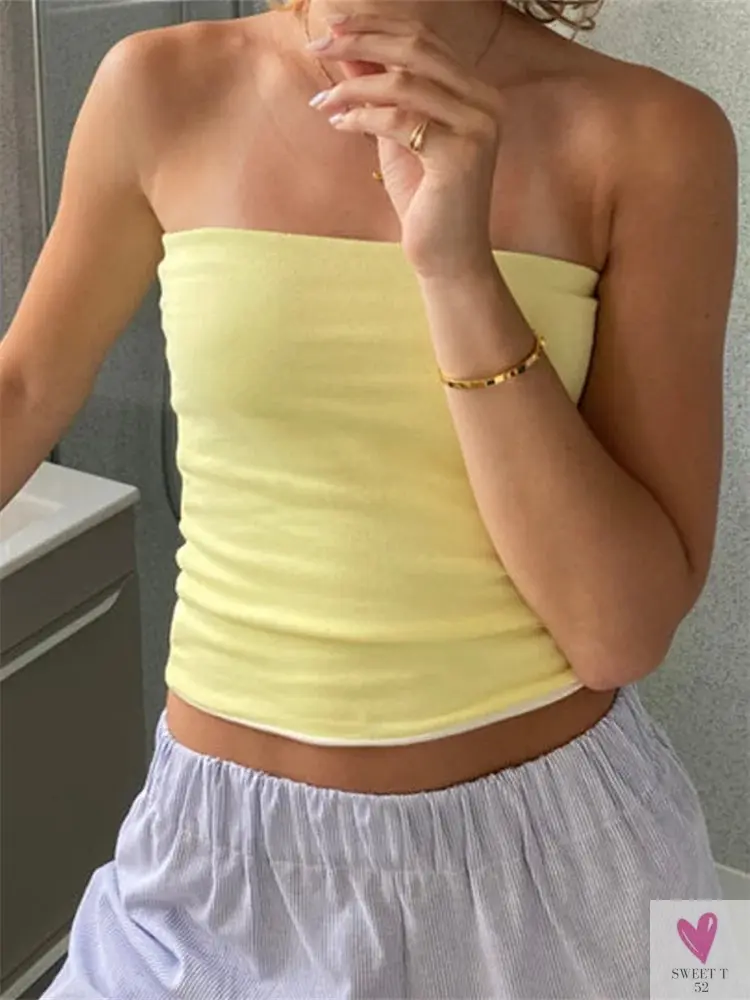 Women's Cropped Tube Tops, Strapless Off Shoulder, Backless Short Tank Tops for Summer.