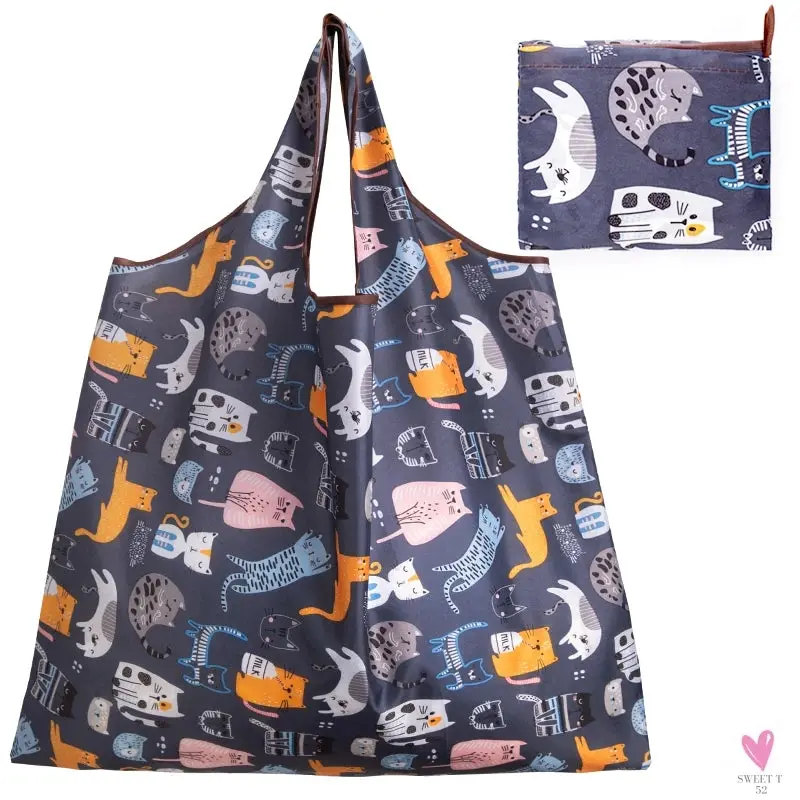 Big Size Thick Nylon Large Tote, ECO Reusable Polyester Portable Women's Folding Shoulder Shopping Pouch