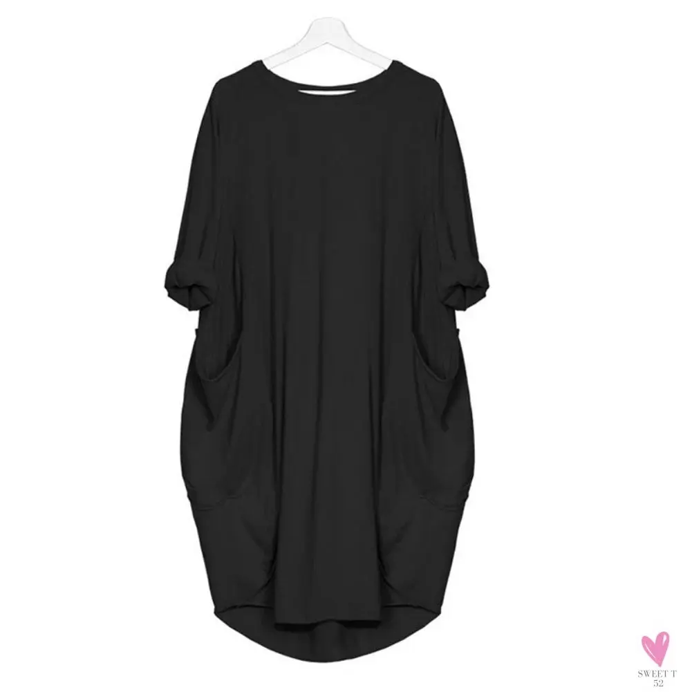 Women's Casual Loose Dress Fashion. Oversize Wear, O-neck & Pockets for Spring, Summer and Fall