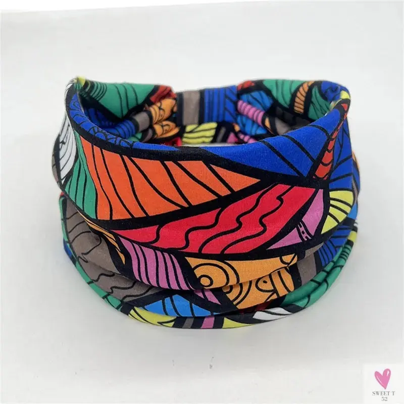 African and Bohemian Twisted Wide Cotton Stretch Headbands for Women & Girls - Headwrap/Turban Headwear, Bandana Headbands