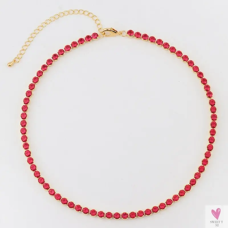 Rainbow Cubic Zirconia Waterdrop Choker Charm Necklaces - Charming Woman's Wedding, Party, Birthday Choker Jewelry or Gift