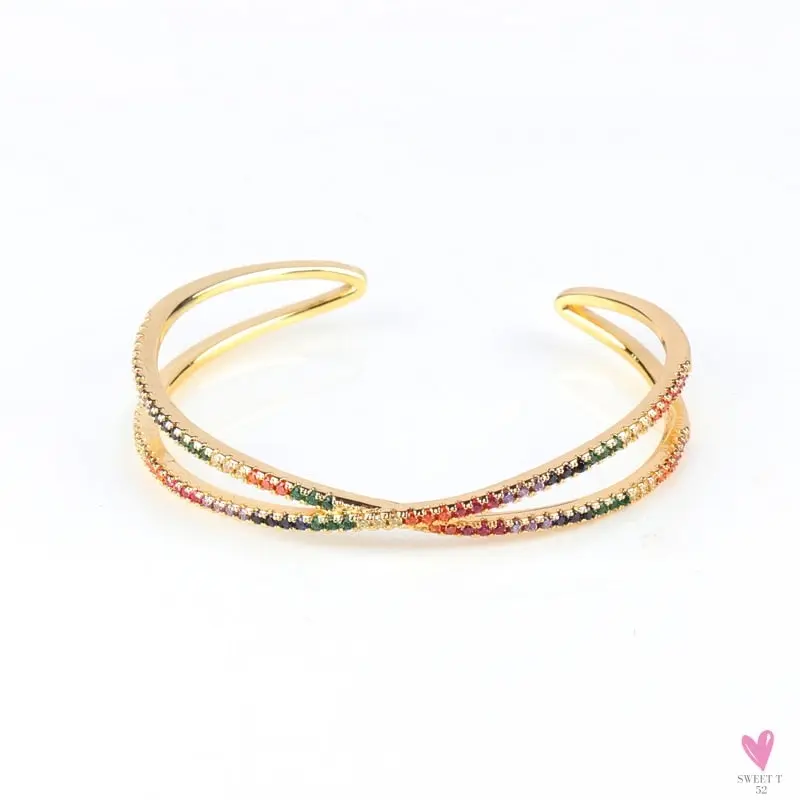 Gold Filled Baguette Cubic Zirconia Bracelet for Women and Girls - Rainbow Luxury jewelry - Tennis Style