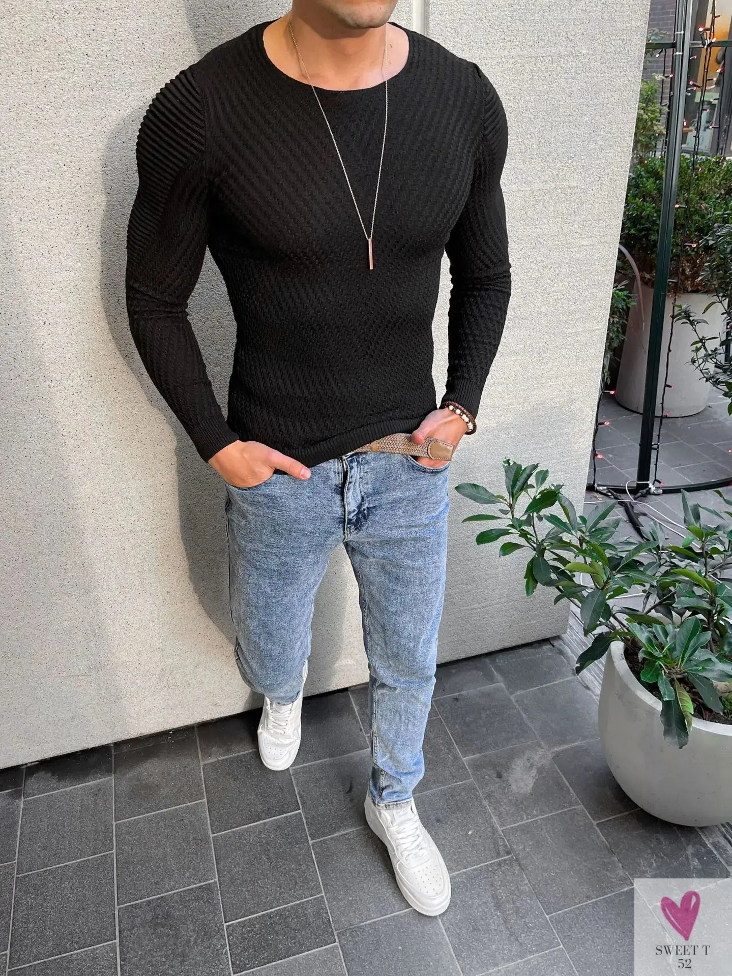 Men's O-Neck Pullover, Solid Color, Long Sleeve, Warm, Slim Sweaters. Men's Sweaters/Male Clothing