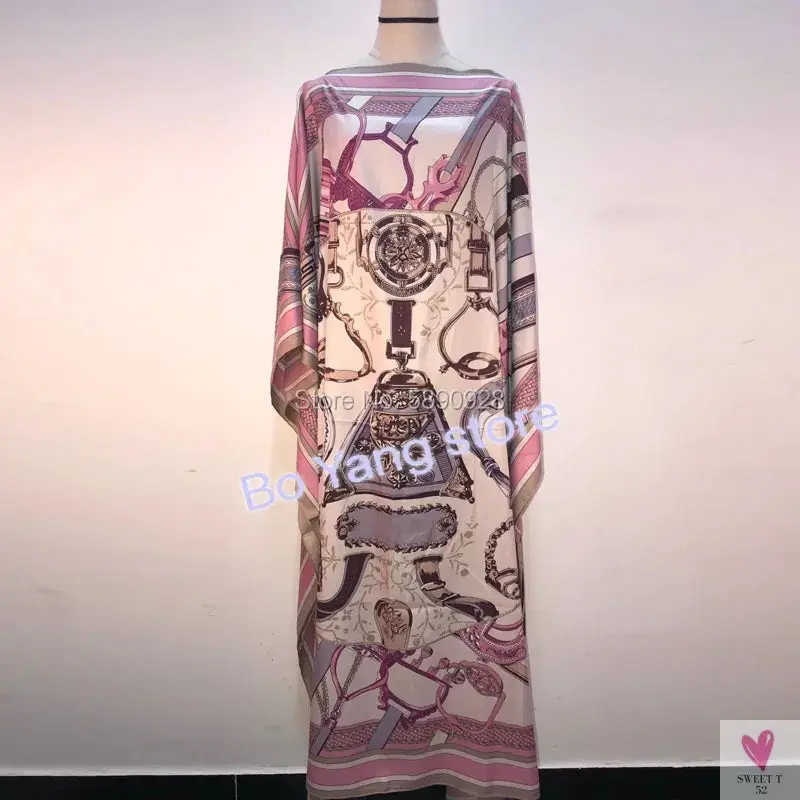 Lady's Silk African Kaftan Dresses - Loose Batwing Sleeve Kaftans