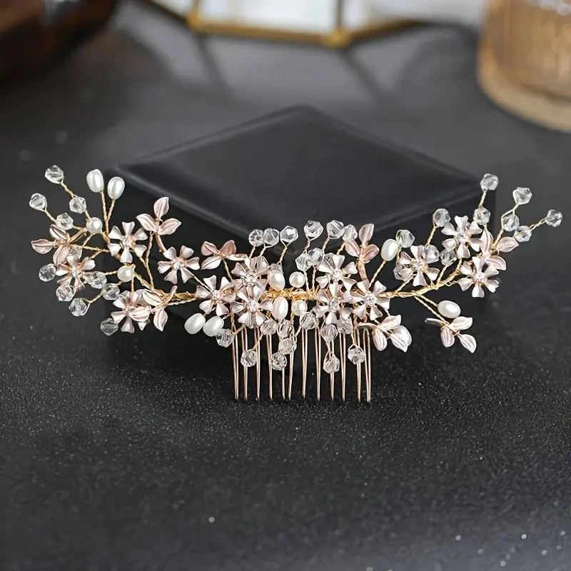 Luxury Crystal Pearl Flower Hair Comb/Headband/Tiara For Women & Girls - Bridal Wedding Hair Accessories/Hair Jewelry