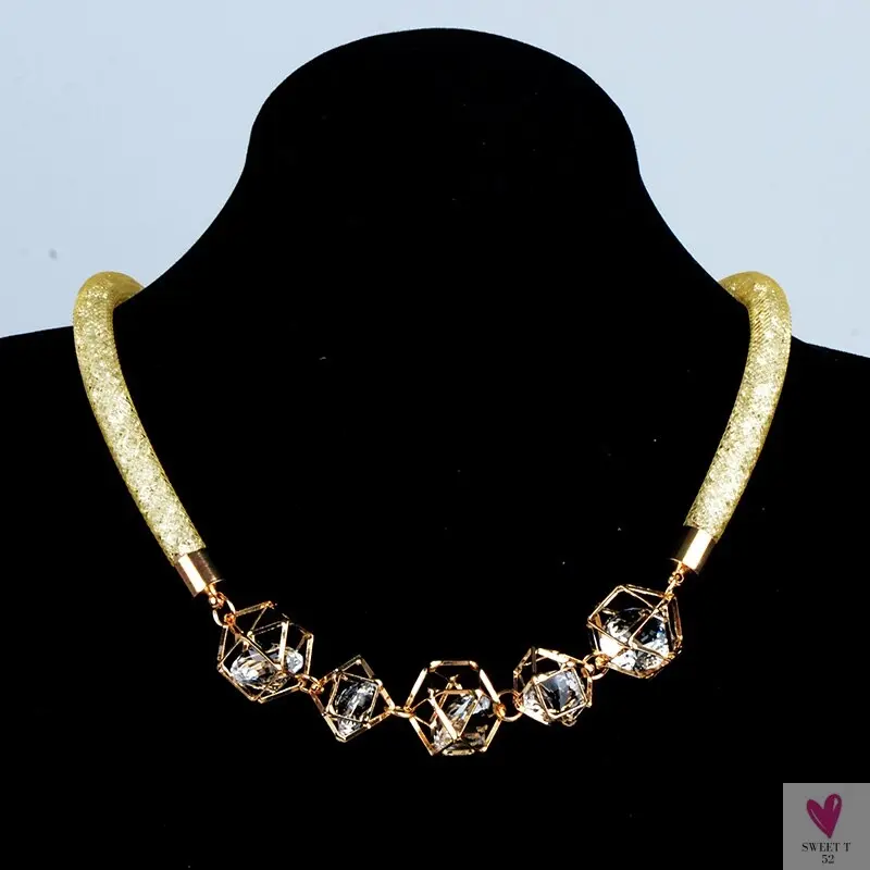 Crystal Mesh Pendant Necklace, Choker/Bib Style Necklace, For Women and Girls