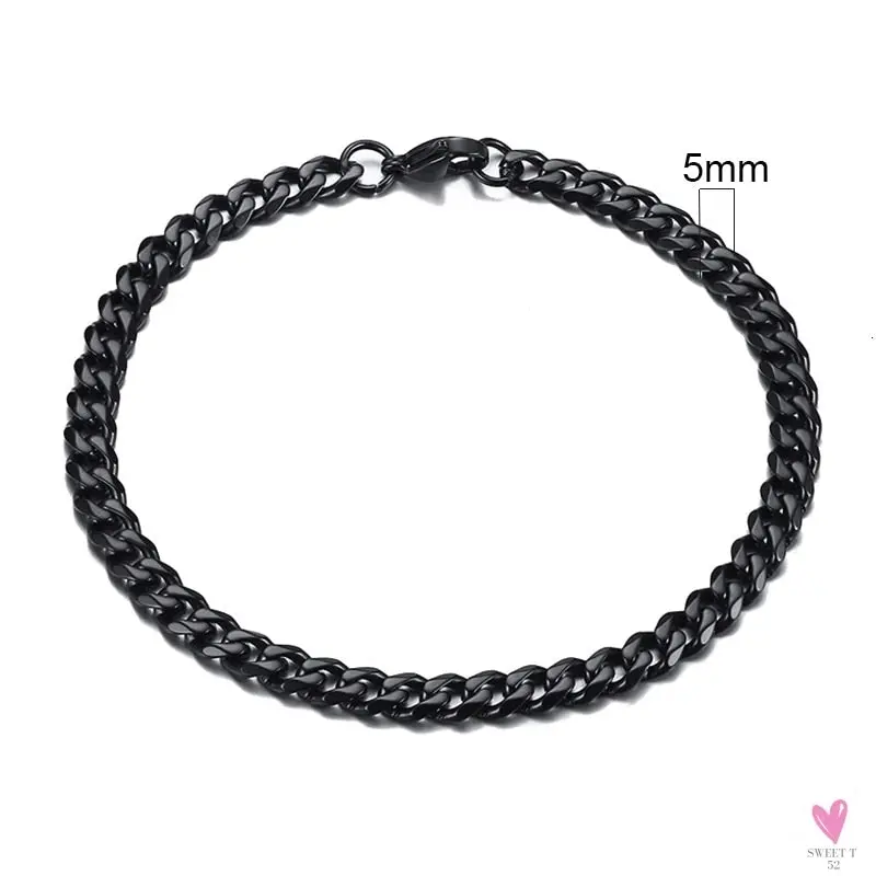 3 - 11 mm Chunky Miami Club Chain Bracelet for Men, Stainless Steel Cuban Link Chain Wristband, Classic Punk Heavy Metal Jewelry
