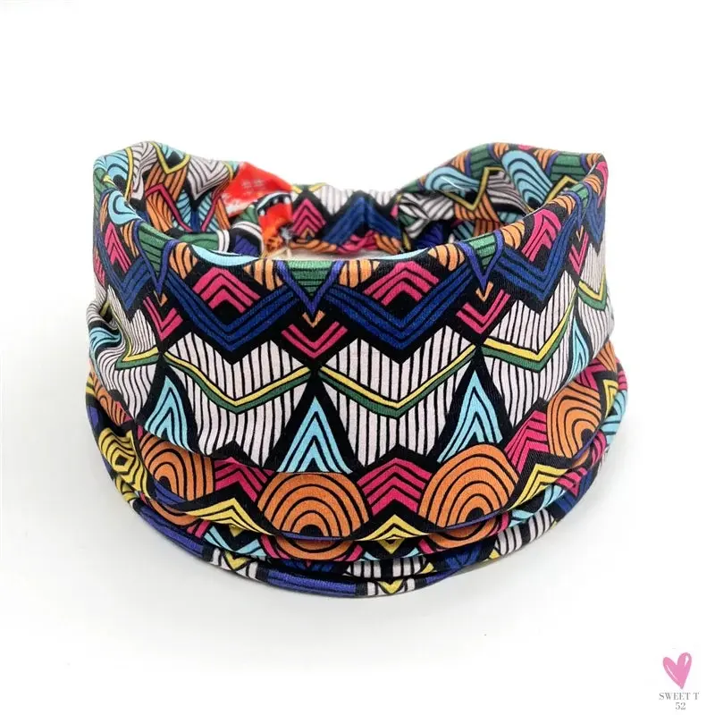 African and Bohemian Twisted Wide Cotton Stretch Headbands for Women & Girls - Headwrap/Turban Headwear, Bandana Headbands