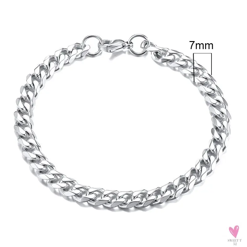 3 - 11 mm Chunky Miami Club Chain Bracelet for Men, Stainless Steel Cuban Link Chain Wristband, Classic Punk Heavy Metal Jewelry