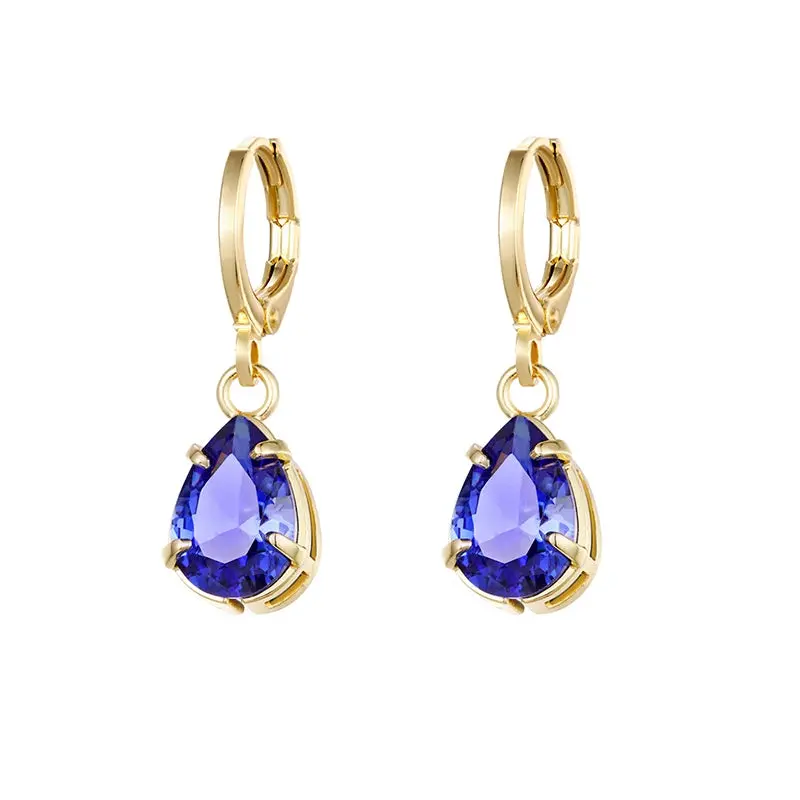 Gold Color Cute Water Drop Earrings For Women & Girls - Zircon Piercing Huggies/Hoop Dangle Earrings
