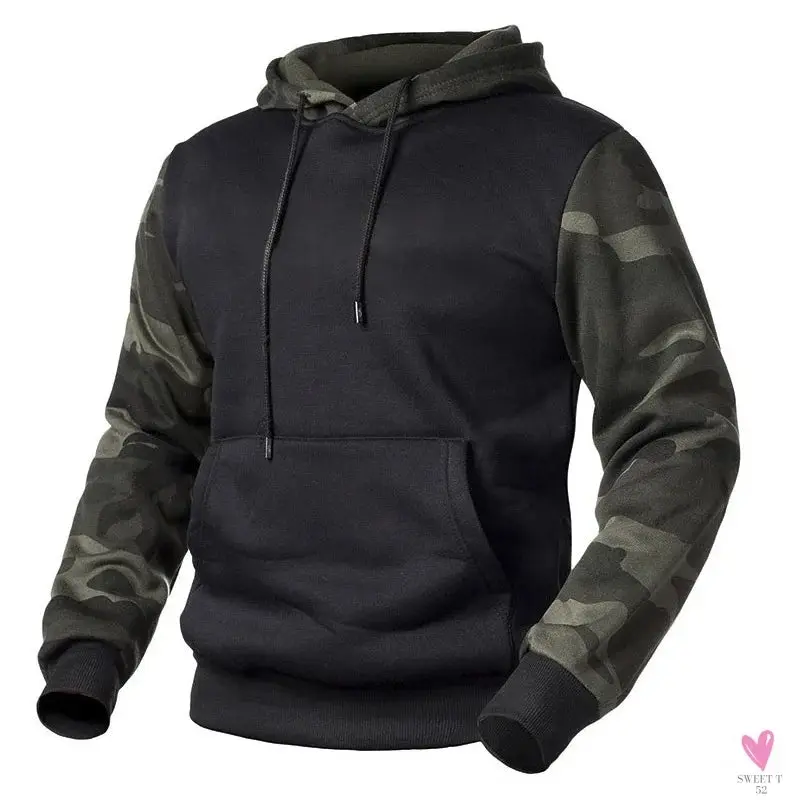 Men's Winter Casual Fleece Hoodies/Male Outdoor Camouflage Pullover/Sweatshirts, Hooded, Loose Outerwear