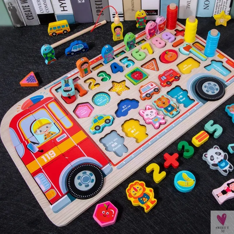 Wooden Montessori Toys - Kids Busy Board, Animal, Math, Fishing, Numbers Matching, Digital, Shapes - Educational Toys For Children