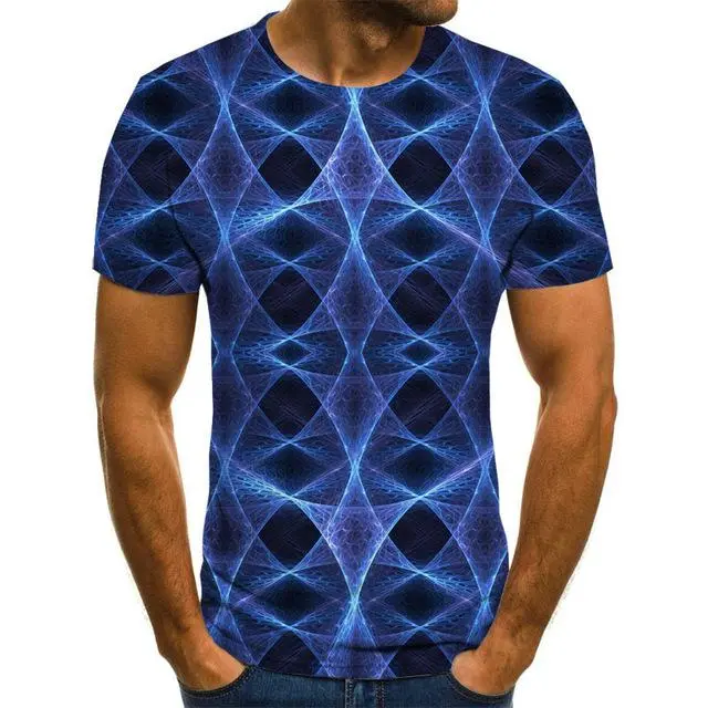 Three-Dimensional Intricate Vortex Tees for Men and Boys, O-Neck and Long Sleeves