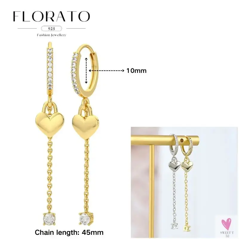 925 Sterling Silver Long Chain Tassel Drop Earrings for Women - Crystal Zircon Star Perforation Earrings, Fine Jewelry