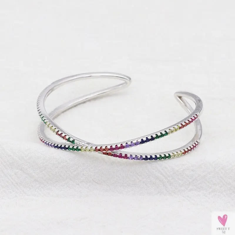 Gold Filled Baguette Cubic Zirconia Bracelet for Women and Girls - Rainbow Luxury jewelry - Tennis Style