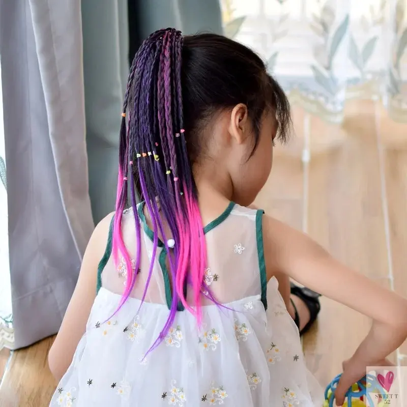 Girl's Colorful Ponytail Wig Headbands - Rubber Bands Headwear - Kids Hair Accessories/Hair Ornament