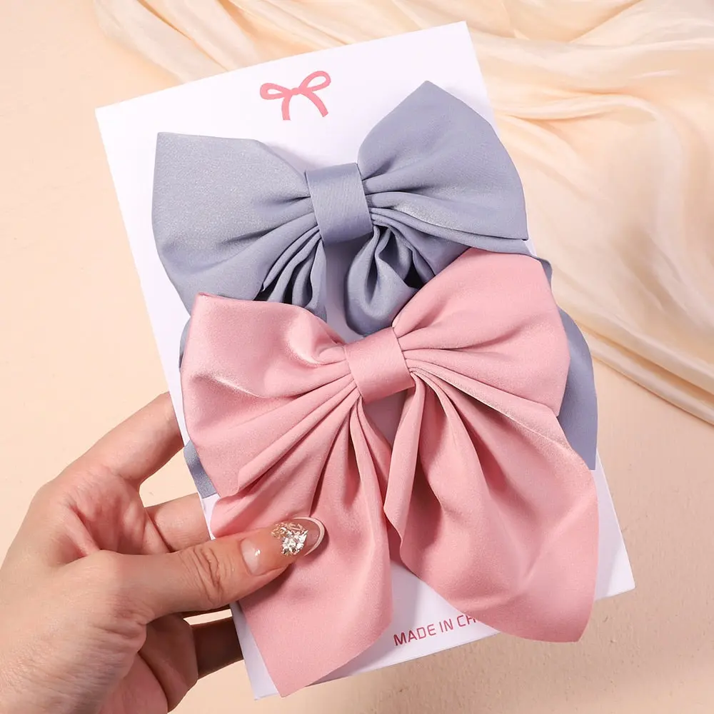 Cute Multi-Patterned and Solid Color Hair Bows/Clips for Girls in a 2 Piece Set