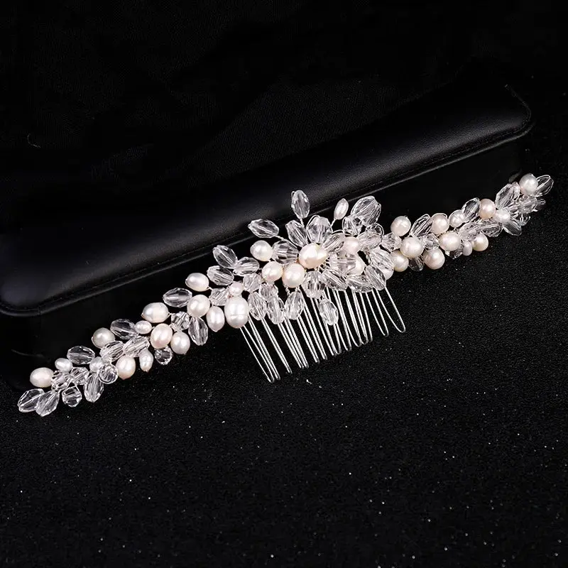 Luxury Crystal Pearl Flower Hair Comb/Headband/Tiara For Women & Girls - Bridal Wedding Hair Accessories/Hair Jewelry