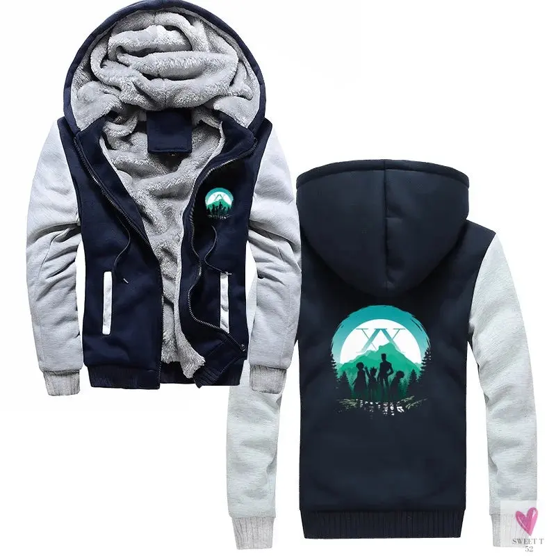 Men's Oversized Hoodie for Winter. Thick, Warm, Zippered Jacket. Bomber Style, Streetwear Hoodie