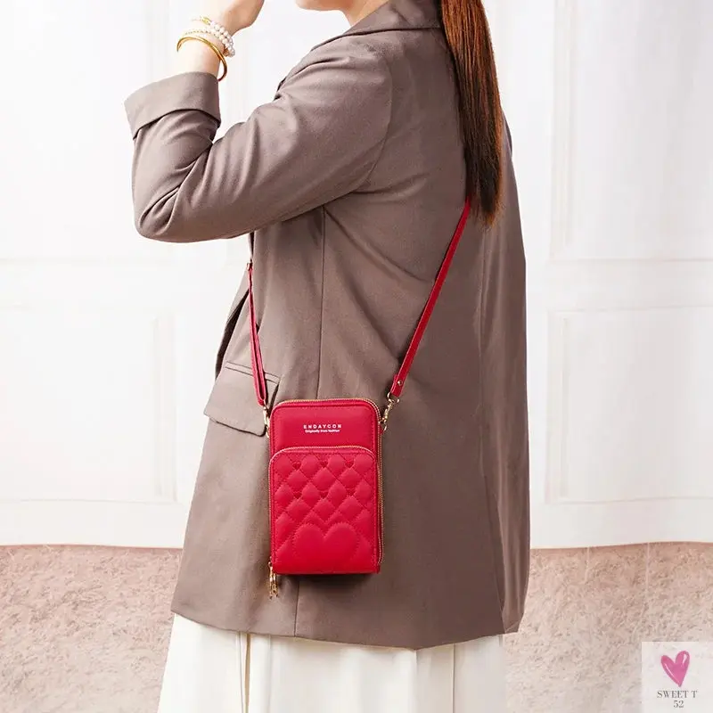 Large Capacity Multi-Functional Fashion, Simple Small Shoulder Bag - Three Layer Zip-up Mobile Phone Bag for Women