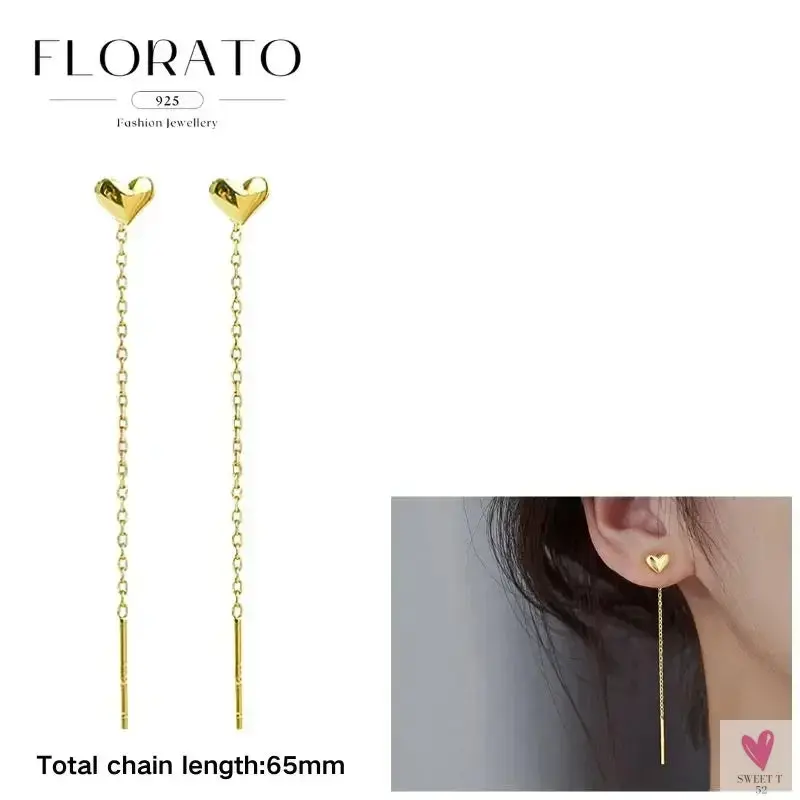 925 Sterling Silver Long Chain Tassel Drop Earrings for Women - Crystal Zircon Star Perforation Earrings, Fine Jewelry