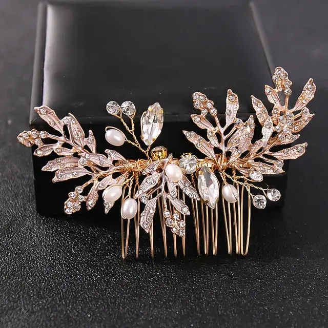 Silver/Gold/Pearl/Rhinestone Hair Accessories, Crystal Bridal Headdress/Hair Combs for Women & Girls