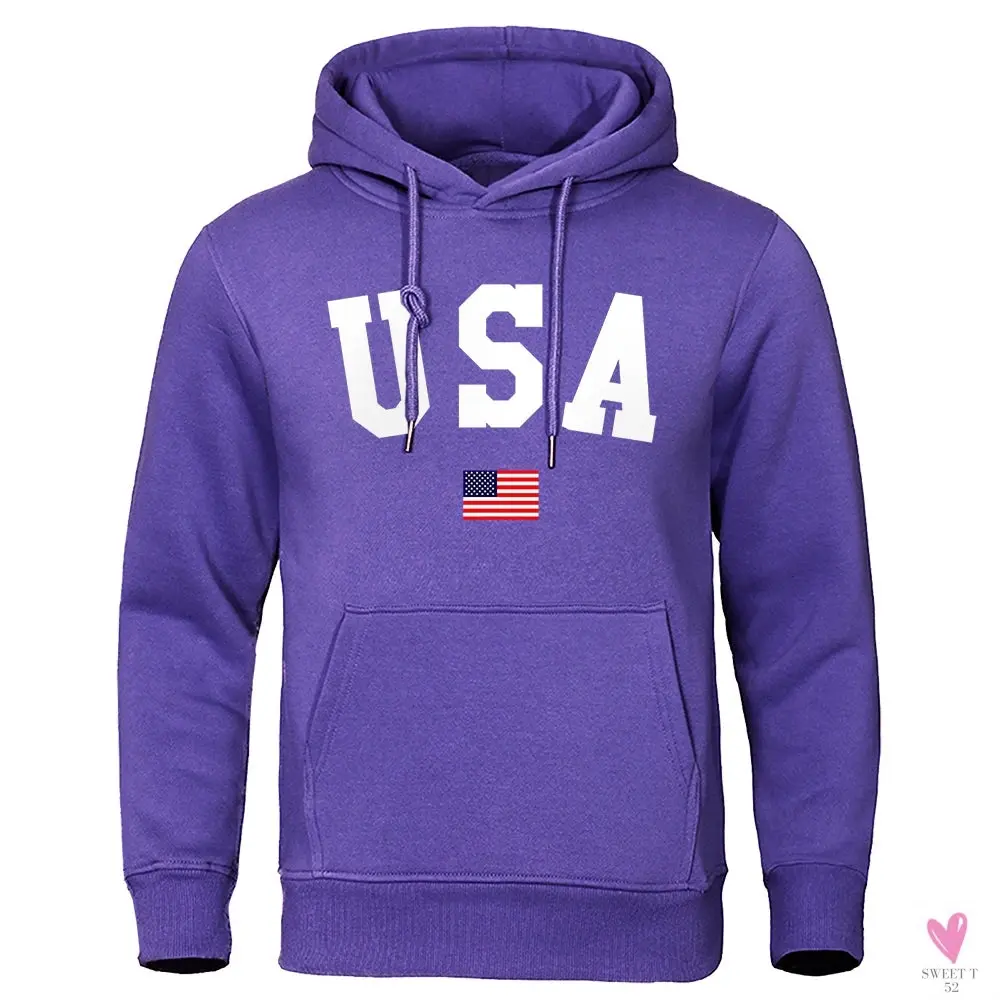 USA Hoodie/Sweatshirt for Men and Women, Anti-Wrinkle, Long Sleeves with Pockets, Pullovers