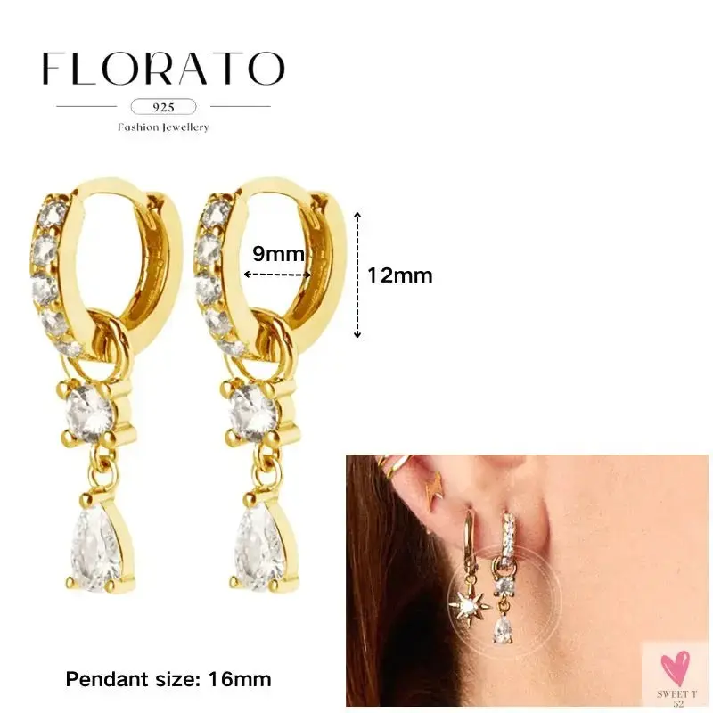 925 Sterling Silver Long Chain Tassel Drop Earrings for Women - Crystal Zircon Star Perforation Earrings, Fine Jewelry