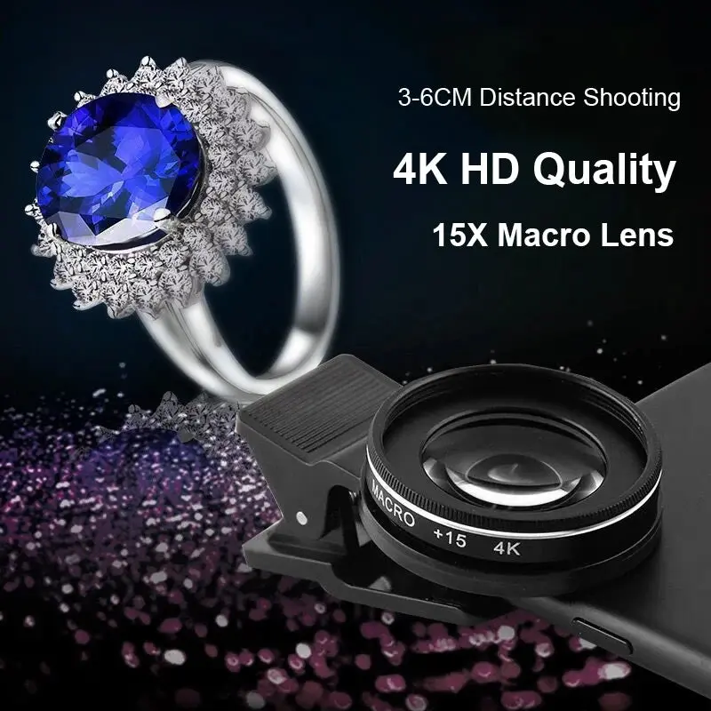 37MM 15X Macro Lens 4K HD Professional Photography Phone Camera Lens - 30X Macro Lens for Smartphone