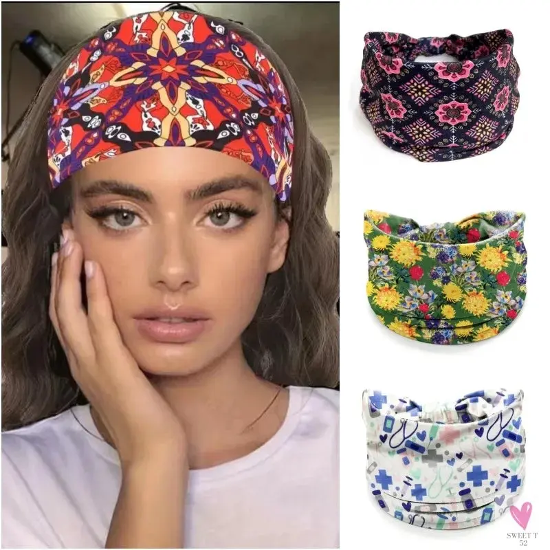 African and Bohemian Twisted Wide Cotton Stretch Headbands for Women & Girls - Headwrap/Turban Headwear, Bandana Headbands