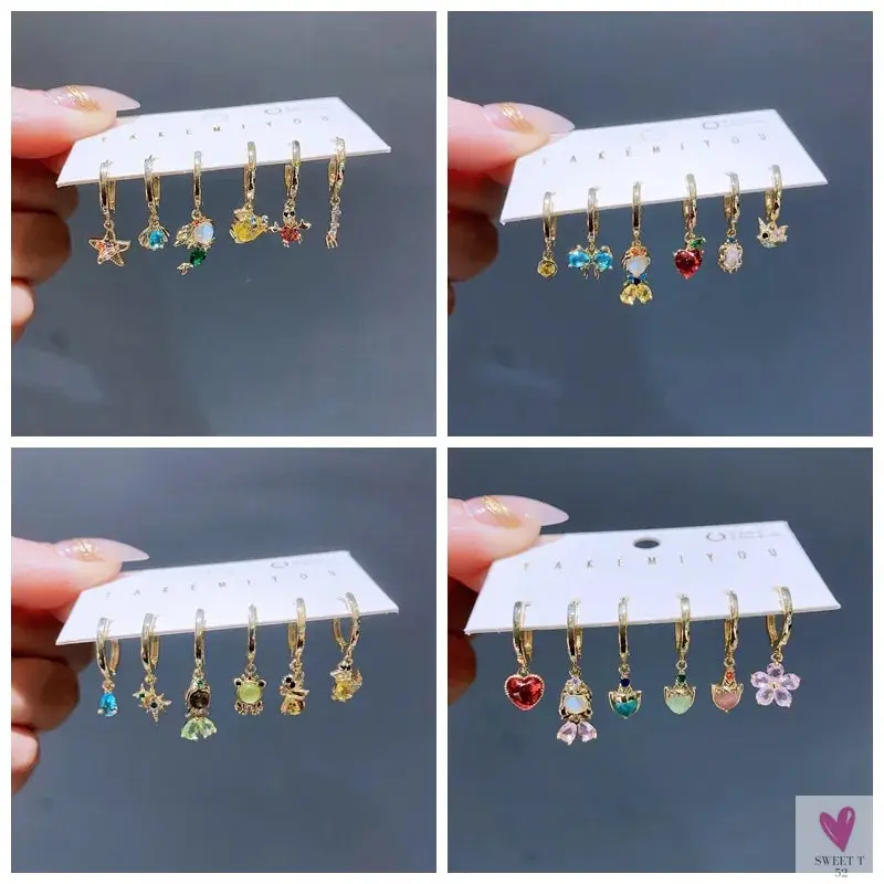 New Design Colorful Crystal Ocean/Animal/Mermaid Hoop Earrings Sets for Women & Girls