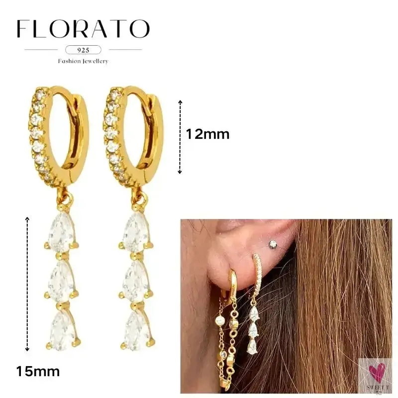 925 Sterling Silver Long Chain Tassel Drop Earrings for Women - Crystal Zircon Star Perforation Earrings, Fine Jewelry