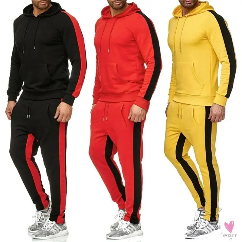 Men's 2 Piece Tracksuit - Color Block Sweatsuit with Stripes. Casual Long Sleeve Warm Winter Moisture Wicking Sportswear