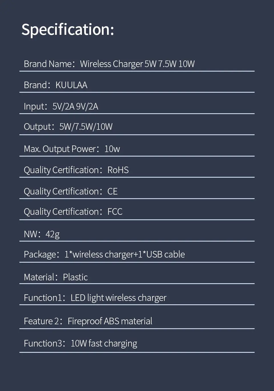 Quick Wireless Charger, USB Type, Mobile Phone -10 W Wireless Charger