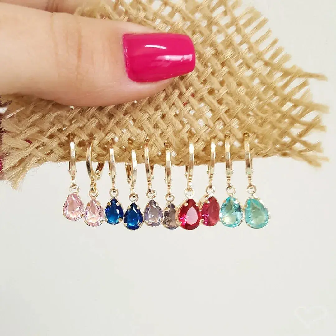 Gold Color Cute Water Drop Earrings For Women & Girls - Zircon Piercing Huggies/Hoop Dangle Earrings