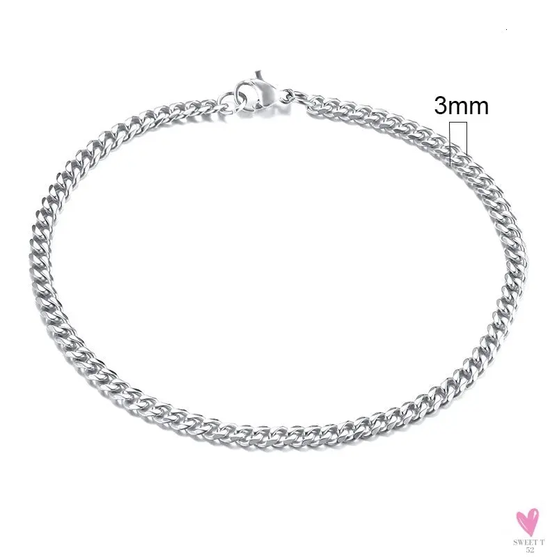 Wide Curb Cuban Basic 3/5/7/9/11mm Chain Link Bracelets for Men/Women -  Anti Allergy Stainless Steel Wrist Wear