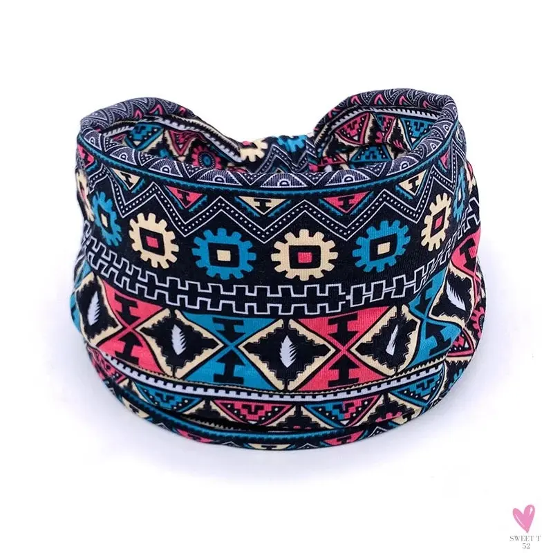 African and Bohemian Twisted Wide Cotton Stretch Headbands for Women & Girls - Headwrap/Turban Headwear, Bandana Headbands