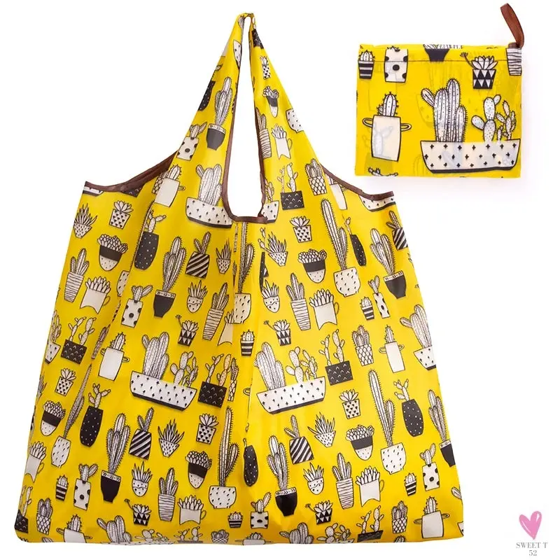 Big Size Thick Nylon Large Tote, ECO Reusable Polyester Portable Women's Folding Shoulder Shopping Pouch