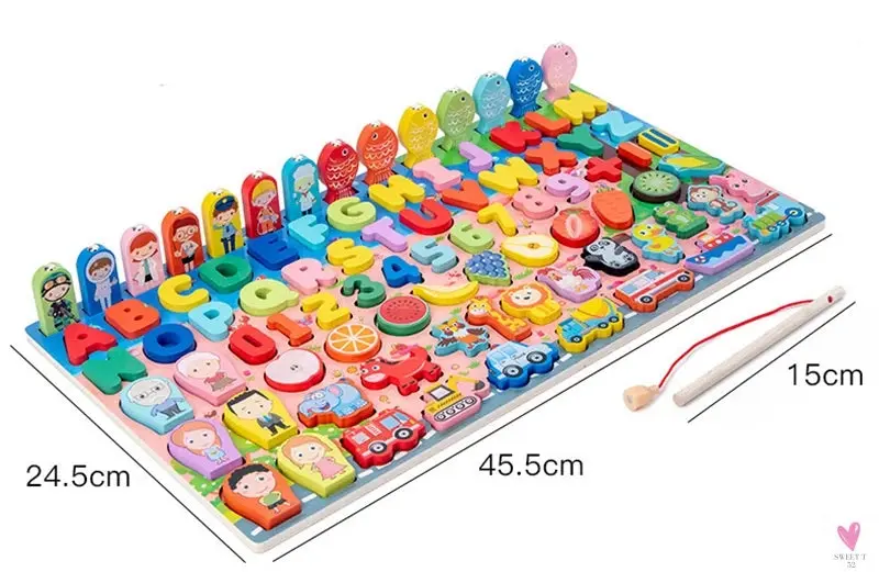 Wooden Montessori Toys - Kids Busy Board, Animal, Math, Fishing, Numbers Matching, Digital, Shapes - Educational Toys For Children