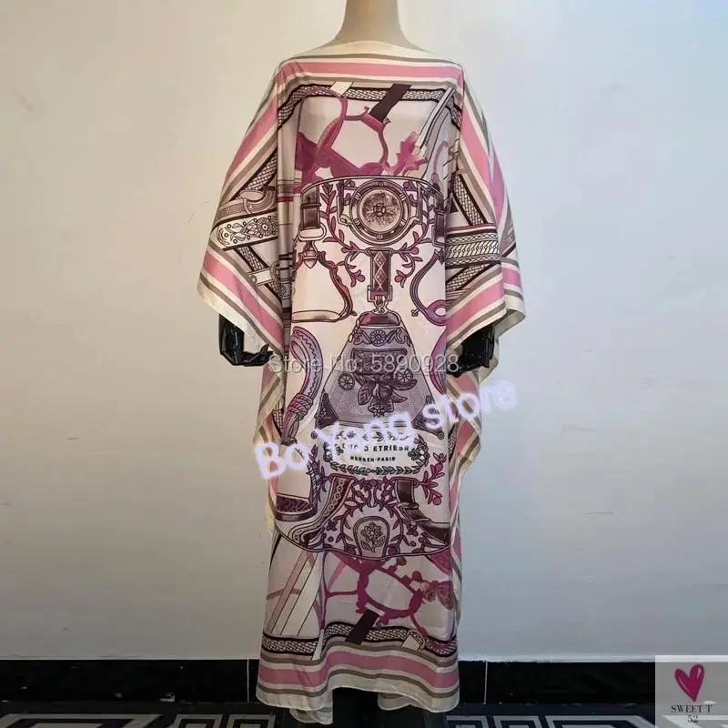 Lady's Silk African Kaftan Dresses - Loose Batwing Sleeve Kaftans