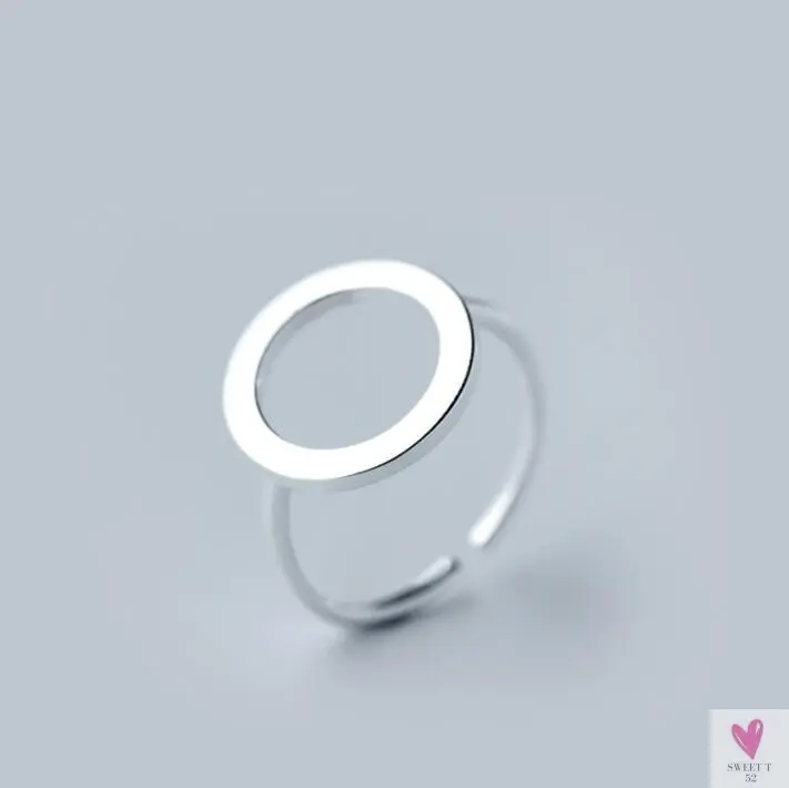 Geometric Circle - Open Adjustable Rings For Women & Girls - Micro Pave, Feather, Leaves, Wave, Cat, Femme Finger Rings