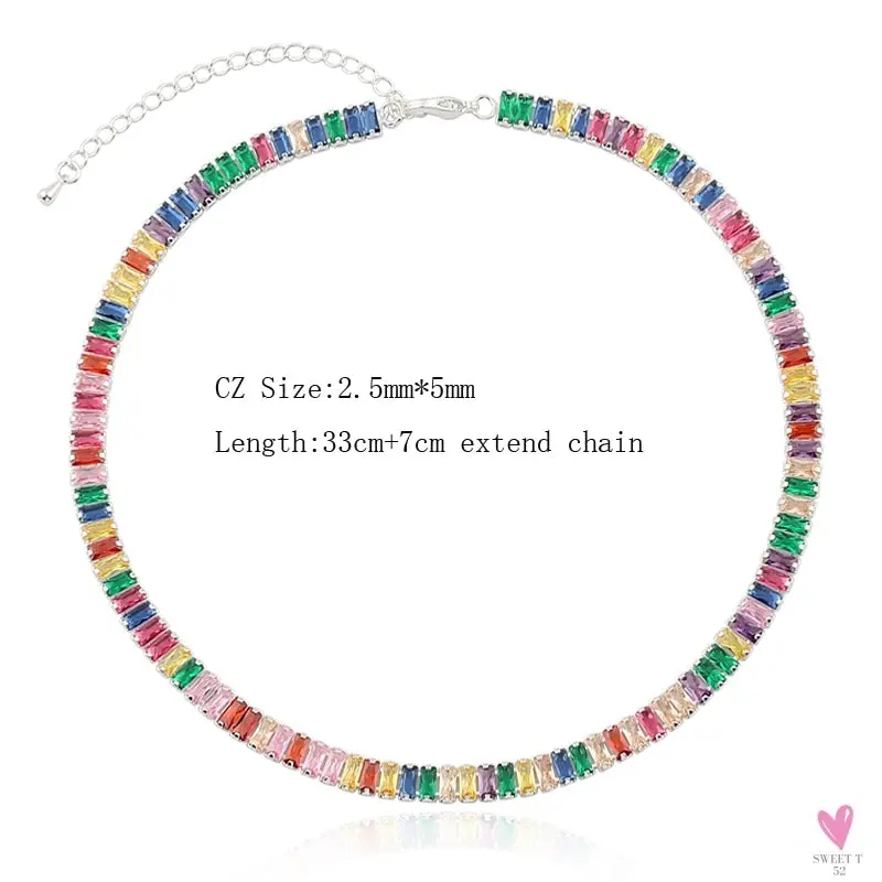 Rainbow Cubic Zirconia Waterdrop Choker Charm Necklaces - Charming Woman's Wedding, Party, Birthday Choker Jewelry or Gift